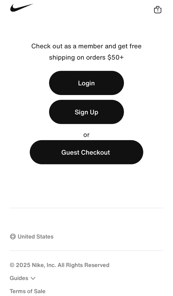 nike checkout process