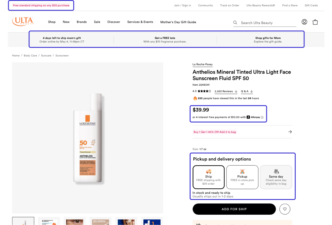 ulta product page