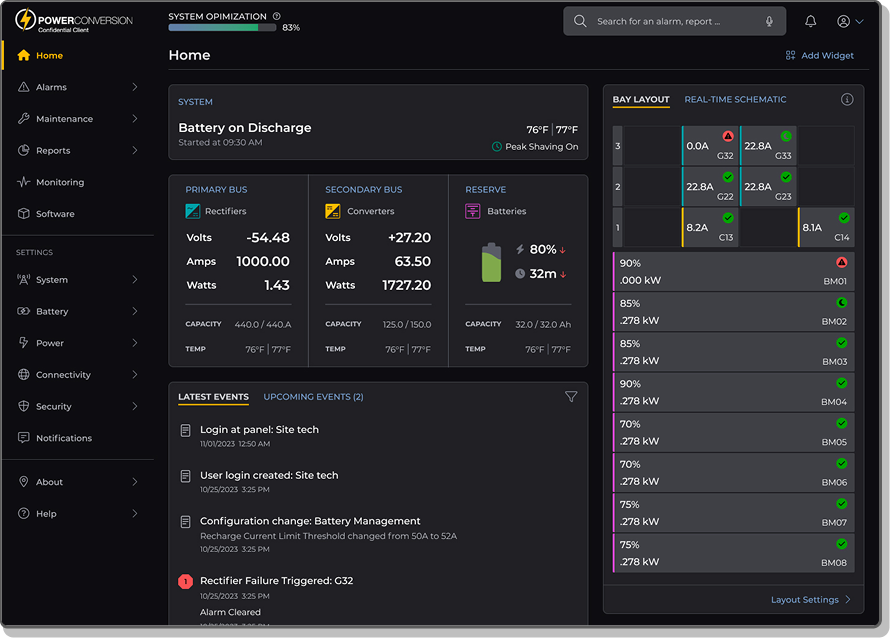 Power conversion software dashboard